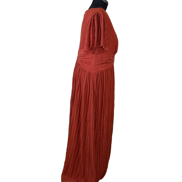 Ever Pretty Rust Orange Pleated Empire Waist Maxi Dress SKU1474 - Picture 6 of 10